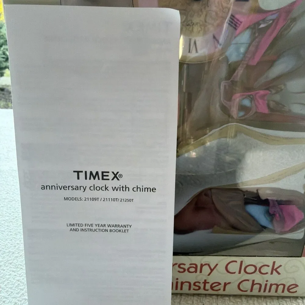 Timex Anniversary Clock Westminster Chime Glass Dome Pendulum New Open Box